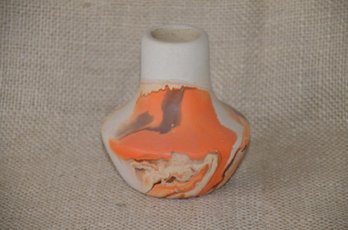 60) Terra Cotta Folk Art Pottery Hand Paintednative American Small Bud Vase 4'H