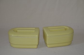 45) Pair Of Hall USA Covered Dish Exclusive For Westinghouse ( One Cracked ) See Pictures