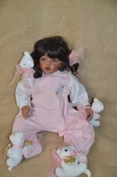 (#71) Porcelain Doll KISSES Stamped Afayzah Spanos Design 1994 #0210/1000 Approx 23'