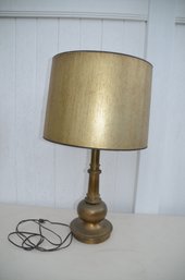 (#79) Vintage MCM Metal Table Lamp Gold Shade (shade Mark Stiffel ) 28.5' H With Shade