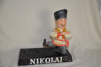 8) Vintage Nikolai Vodka 1950's Cossack Advertising Russian Figure Chalkware Liquor Bottle Bar Display