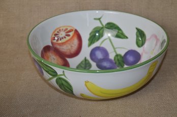 (#86) Sorbet Hand Painted Fruit Pattern Serving Bowl 11'