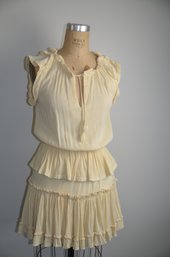 (#73DK) OLIVACEOUS Pale Yellow Size Medium Pleated Dress