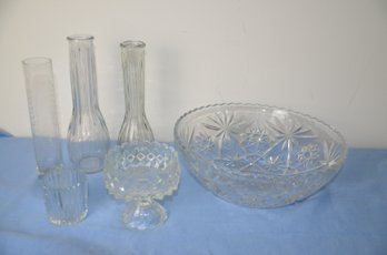 (#317) Glassware Vases ~ Bowl ~ Candle Holder