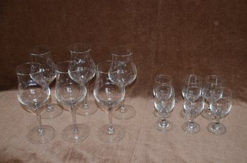 (#23)  Wine Glasses (6) Cordial Glasses (6)