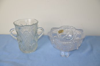 (#136) Crystal German Echt Bleikristal Bowl And Handle Glass Celery Vase