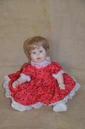 (#75) Porcelain Doll Red Outfit NO Stamp Approx 16'