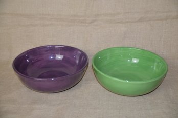 (#88) Sorbet Hand Painted Purple And Green Serving Bowls 11' - Slight Chips On Edge
