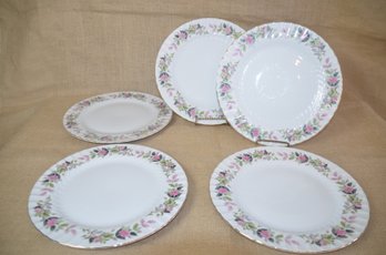 (#70) Vintage Creative Regency Rose Fine China Japan 10' Dinner Plates Set Of 5