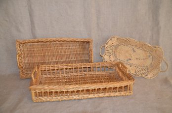 204) Set Of 3 Wicker Bread Baskets ( See Description)