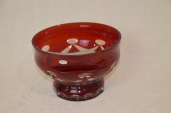 8) Red Ruby Crystal Glass U.S.S.R Bowl 8x6 ( One Slight Chip On Edge)
