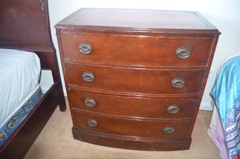 Vintage Mahogany 3 Drawer Leather Top Dresser Chest - Double Bottom Drawer