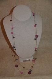 (#41) Costume Ann Taylor 16' Gold Chain With Pink Purple Beads