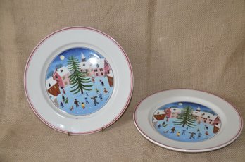 69) Villeroy & Boch Holiday Naif Christmas Plates Set Of 2