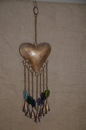 (#185) Metal Heart Shaped Door Hanging Bell Feng Shui Wind Chime Wall Decor Bell