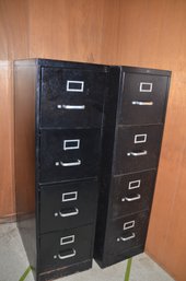 (#37) Four Drawer Large Metal Filing Cabinets (see Details)