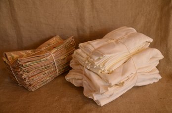 205) Dinner Hand Napkin Table Lines Light Brown (24) AND Table Cloth Napkin Set (12)