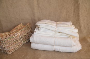 205) Dinner Hand Napkin Table Lines Light Brown (24) AND Cream BeigeTable Cloth 82x55 Napkin Set 15x16 (12)