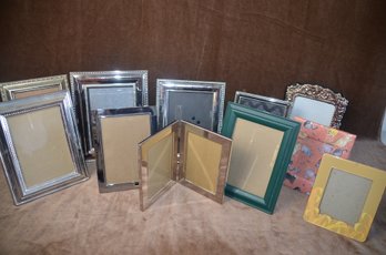 (#60) Assortment Of Silver Frame Picture Frames 8x10, 11x9, 5x7