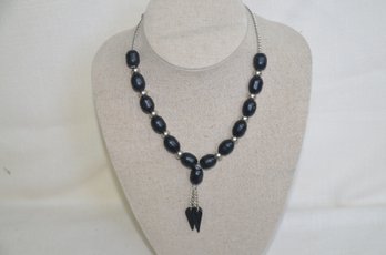 131JF) Black And Silver Beaded Chain NO CLASP 10'