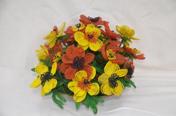 27LS) Vintage Beaded French Flower Arrangement