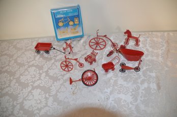 (#229) Doll House Brass Home Decor AND Red Metal Ornament Children Toys
