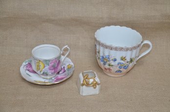 (#33) Vintage Royal Albert Floral Cup And Saucer ~ Tooth Pick Porcelain Holder ~ Large Cup (chipped Edge) ~