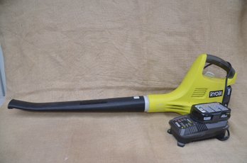(#157) Ryobi Light Weight Leaf Battery Leaf Blower Extra Battery And Charger - Works