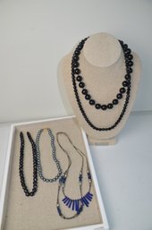 (#452) Costume Black Bead Necklaces