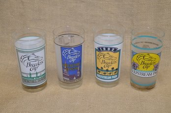 252) Breeders Cup Churchill Downs 4 Tumbler Drinking Glasses (1988, 1991, 1992)