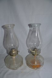 (#87) Vintage Pair Of Oil Lamps Kerosene Hurricane Lamps 14'H