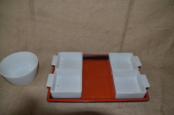 76) Holiday Host Bowls And Tray Set Ceramic Bowl 10.5x7.5