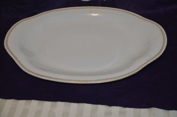 (#171)  Vintage Limoges A Lanternier & Co. 20.5' Serving Platter White Gold Trim Edge - Chip On Bottom Edge