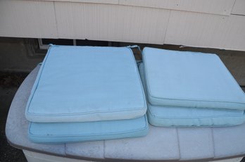 (#128) Outdoor Patio 4 Seat Chair Cushions Blue 17x18 Sun Faded