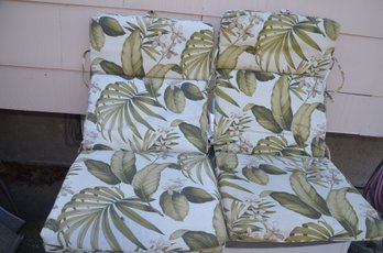 (#129) Outdoor Chair Cushions 20x44 Leaf Pattern (2 Of Them)
