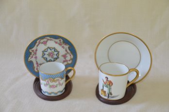 107) Vintage Limoge And French Demitasse Cup And Saucer Set With Holder