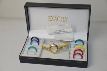 (#456) Exactly Costume Bracelet Watch With Interchangeable Color Face Detail