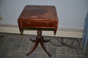 End Side Accent Drop Leaf Table One Draw Pedestal Base ( Top Has Some Wear)