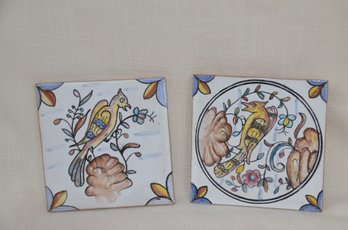 Italian Pottery Tiles Set Of 2 Coasters Hot Plate