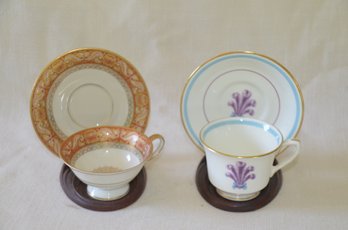 108) Vintage Royal Worcester England And Tirschenreuth Bavaria Demitasse Cup And Saucer Set With Stands