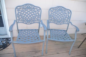 (#132) Outdoor Patio Cast Aluminum 2 Chairs