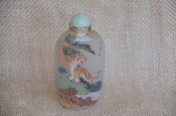 (#71) Trinket Asian Painted Perfume Bottle 3.5'H