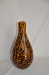 (#139)  Amber Tortoise Glass Heavy Vase
