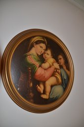 (#87) Framed Madonna Of The Child By Ralphel (not Painted) 24.5' Round