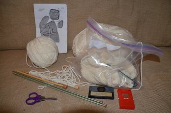 (#194) Knitting Unfinished Sweater, Knitting Needles, Counter