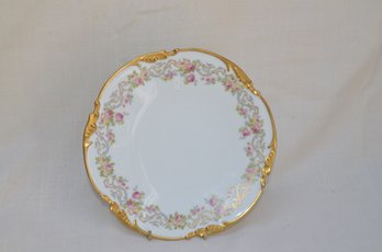 68) Vintage J. Pouyat Limoges J.P.L France 8.5' Round Serving Platter Gold Trim Floral White Center