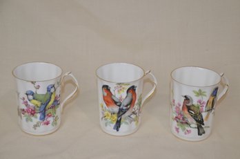 20) Royal Windsor Bone China 4' Coffee Mugs Bird Design Set Of 3