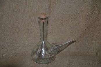 88) Hand Blown Glass Spanish Porron Wine Vessel Pitcher Decanter Barware 9.5'H
