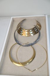 (#502) Choker Collar Necklace Gold Tone, Silver Tone And Copper Lot Of 4