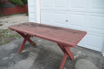 Vintage Red Wood Picnic Table ( No Bends ) 6ftx31